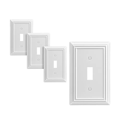DEWENWILS 4-Pack Toggle Wallplate, Metal Light Switch Covers with White Finish, Heavy Duty Face Plates