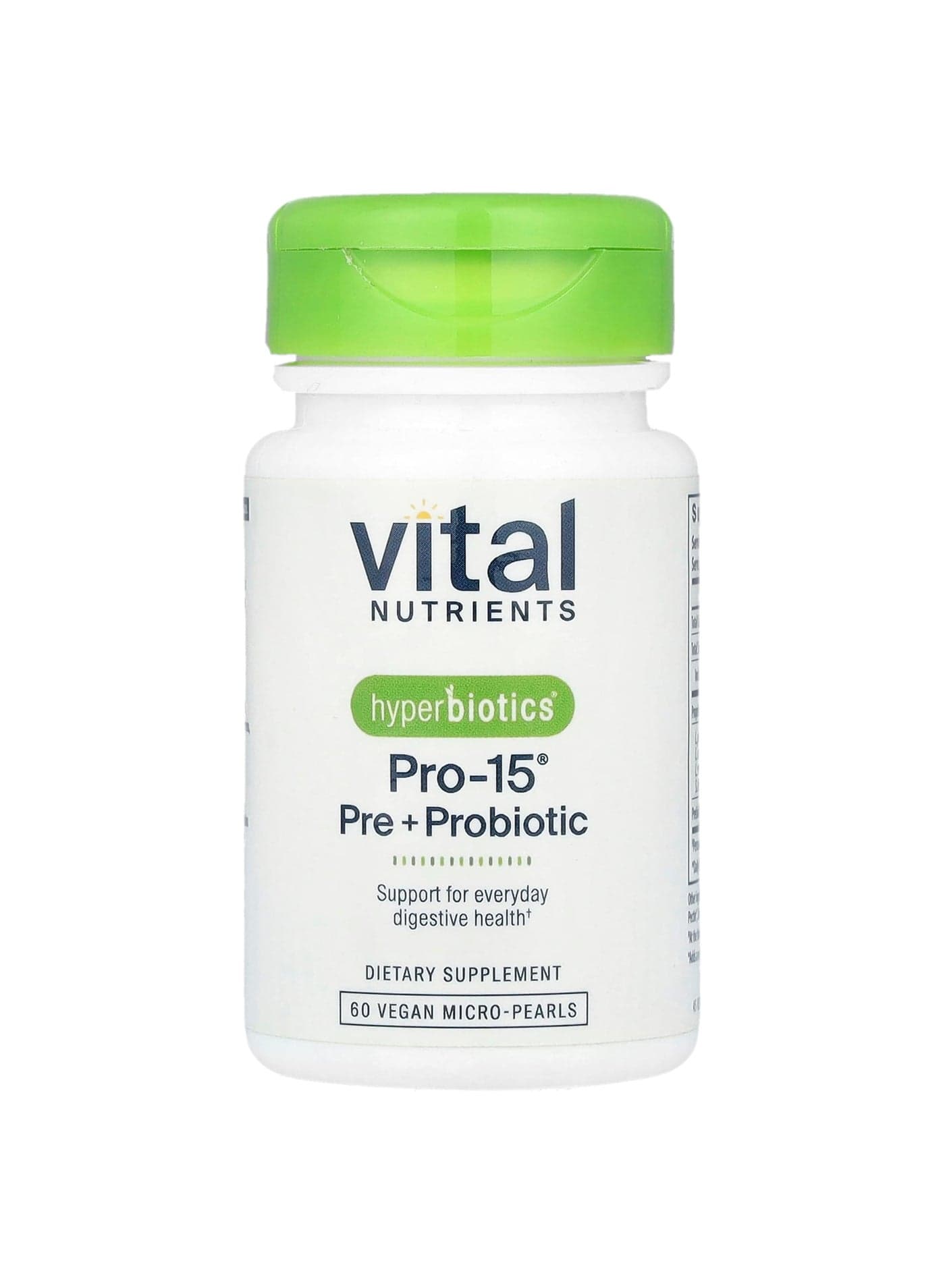 Hyperbiotics, Pro-15, Pre + Probiotic, 60 Vegan Micro-Pearls