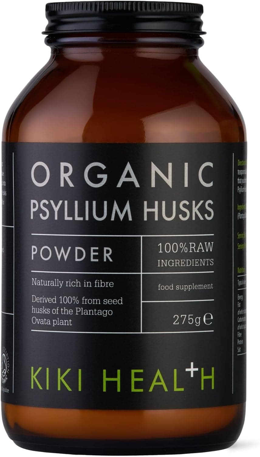 KIKI Health Premium Certified Organic Psyllium Husk Powder 100 Soluble Fiber for Digestion GMOFree Rich in Nutrients GlutenWheatFree Supports Digestive Wellness Mineral Absorption 275g