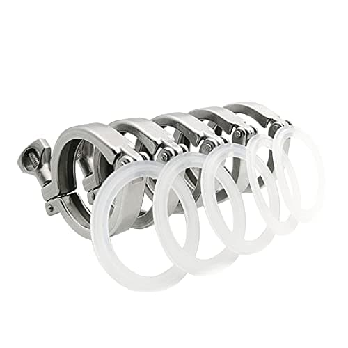Beduan 2" Sanitary Tri Clamp 304 Stainless Steel Single Pin Heavy Duty Tri Clamp Clover with Wing Nut for Ferrule TC 2" (5 Pack, 2 Inch)