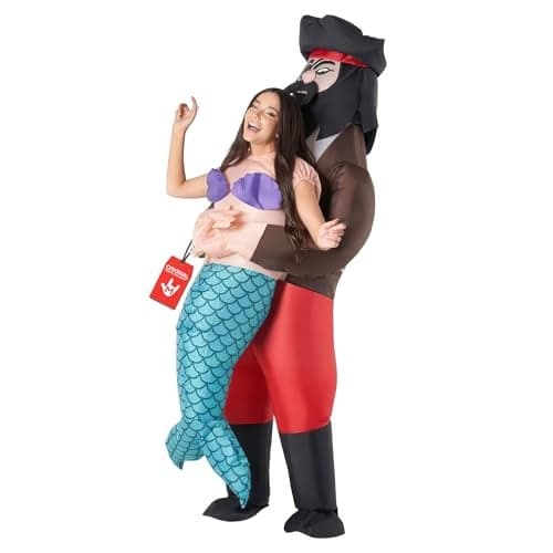 Morph Mermaid Costume Adult, Pirate Mermaid Costume Women, Inflatable Costumes for Adults, Halloween Costumes for Adults