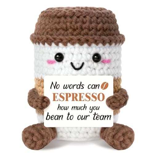 Positive Thank You Coffee Cup Crochet Handmade Gifts for BossCoworkers with Card Emotional Thank You Gift for WomenMen Stocking Stuffers Coffee Lover Presents for Women BossCoworkers