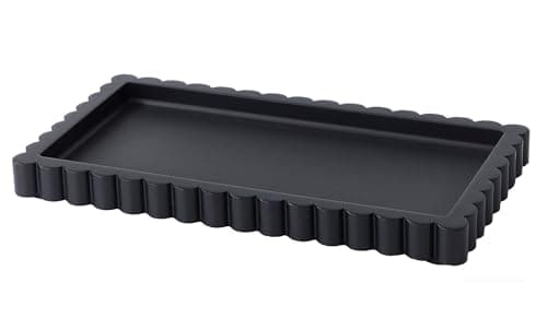 Scalloped Bathroom Vanity Tray for Countertop- Small Concrete Modern Industrial Minimalist Counter Vanity Organizer Tray for Dresser- Decorative Tray-11.8"L x 6.37"W x 1"H- Charcoal Black- Water-proof