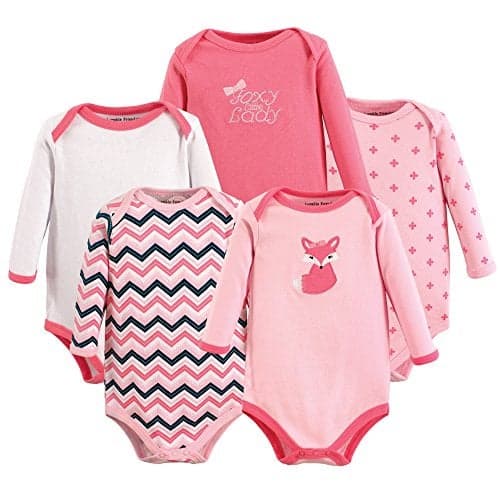Luvable Friends Unisex Baby Cotton Long-Sleeve Bodysuits, Foxy, 9-12 Months