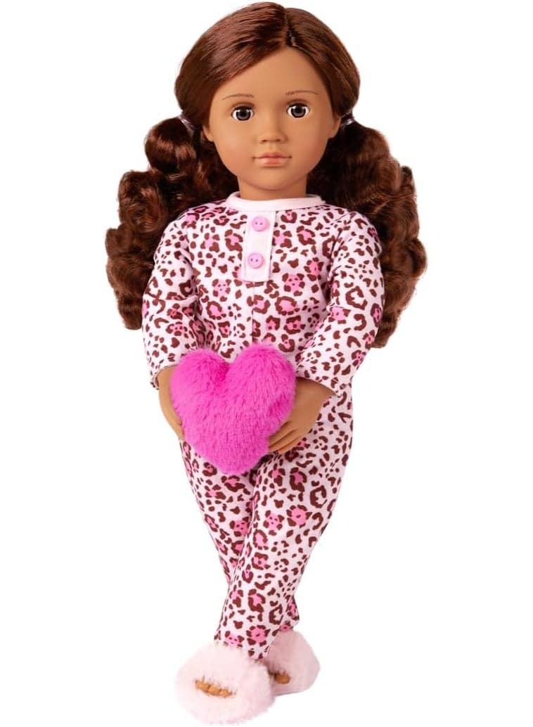 Our Generation Doll w/Leopard Pajama & Heart Pillow, Gracia | Premium Quality Toy for Kids