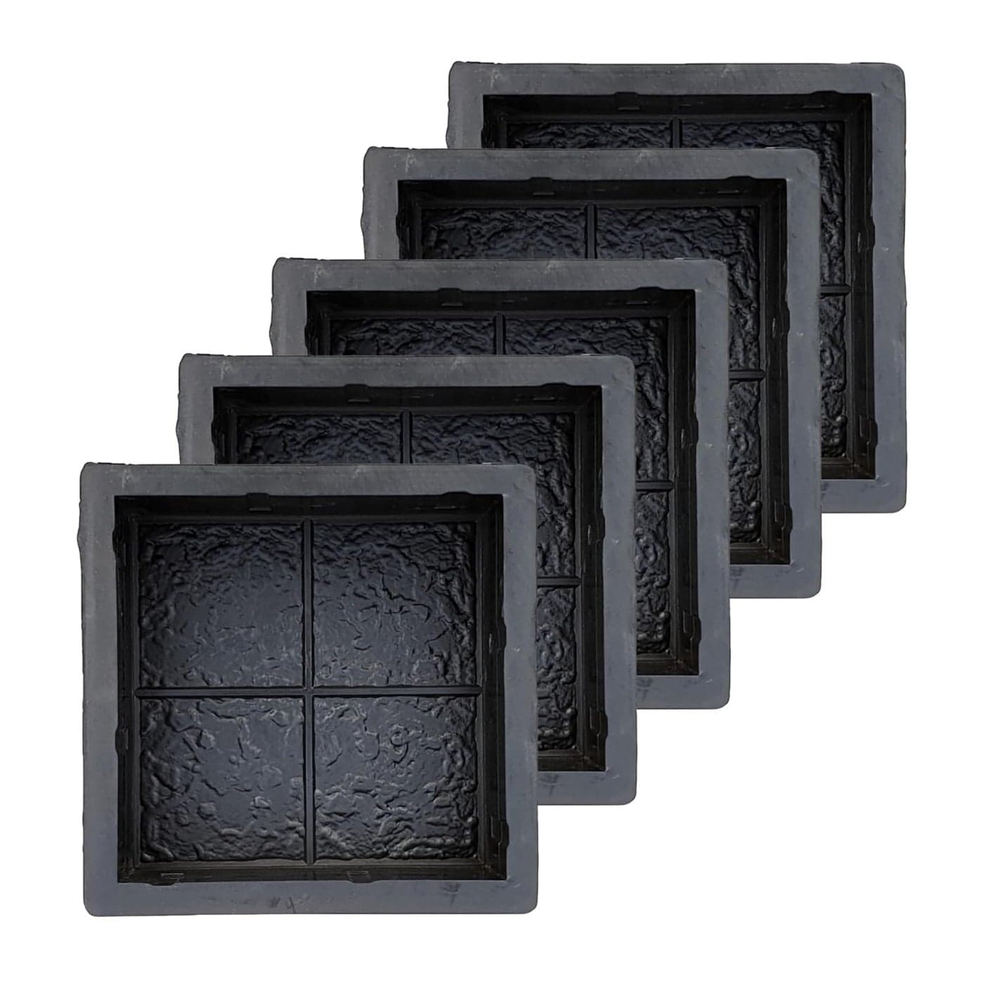 Reyal Black 8x8 Four Square Paver Block Mould 60mm Pack of 5 Black Rubber Mold DIY Cement Mold Interlocking Paver Mould Pathway Mould Marble Paver