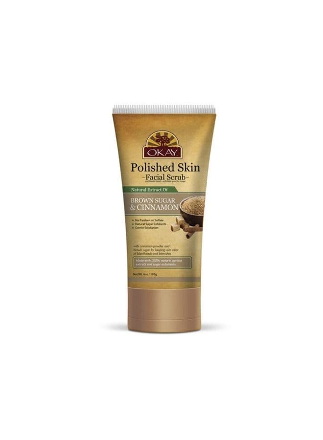 OKAY PURE NATURALS BROWN SUGAR and CINNAMON FACIAL SCRUB 6oz / 170gr