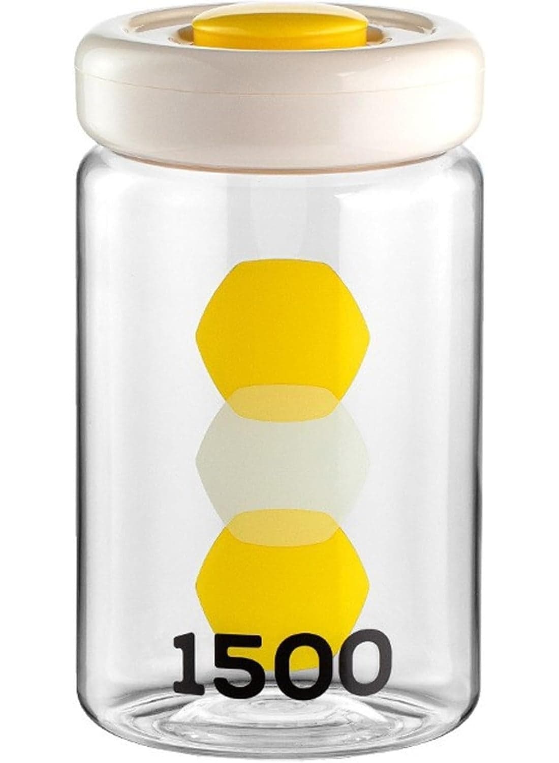 Vacuum Coffee Canister, 1500ML Airtight Storage Jar, Sealed Coffee Bean Container for Kitchen Organization (Yellow)