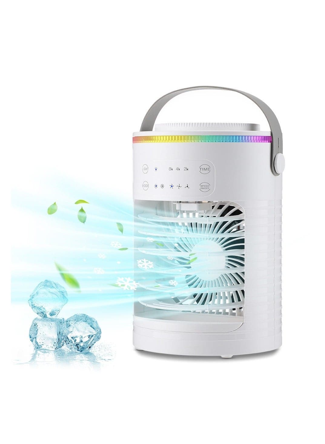 ULHYC Portable Air Conditioners,Mini Personal Conditioner Fan with 3 Wind Speeds 2 Mist Modes, Evaporative Cooler w/1-8H Timer 7 Colors Light for Room Office Camping