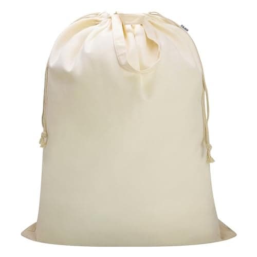 CALACH Canvas Laundry Bag 33"Wx 35"H, Thick Canvas Laundry Bag with Handles & Drawstring, Extra Large Heavy Duty Washable Basket Liner Hamper Liner Storage Sack (Beige XL, 1 Pack)
