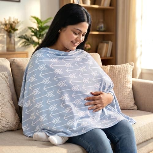 a baby cherry-Nursing Cover, Nursing Covers for Feeding Mom, Feeding Cover Breastfeeding Mother, Feeding Cover for Mom, Multi-Use, Breathable, 360 Full Privacy (Grey),1 Count