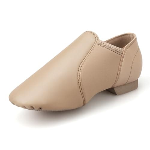 Stelle Jazz Shoes for Girls and Boys PU Leather Slip-On Jazz Dance Shoes (Toddler/Little Kid/Big Kid)(SJ06-Tan,11ML