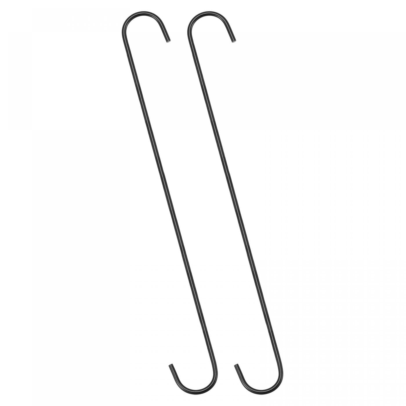 uxcell S Hanging Hooks 16inch400mm Extra Long Steel Hanger Indoor Outdoor Uses for Garden Bathroom Closet Workshop Kitchen Black 2Pcs