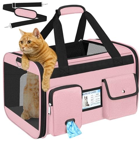 HUANLANG SoftSided Cat Carrier Airline ApprovedDog Carriers for Small Dogs Medium CatsPet Travel Carrier Up to 20 LbsCollapsible Cat Bag