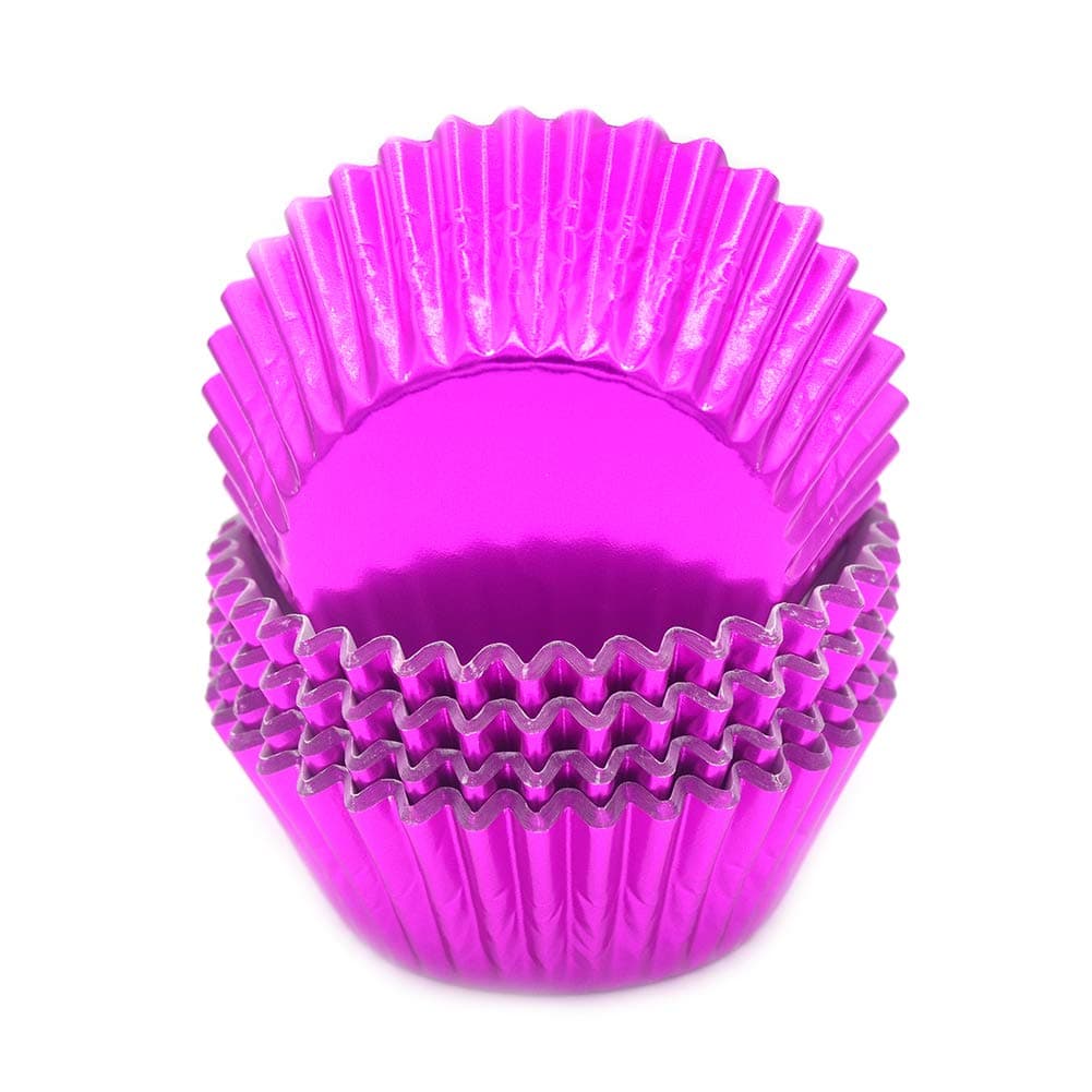 Mombake Standard Hot Pink Foil Cupcake Liners Muffin Baking Cups for Party and More 100Count