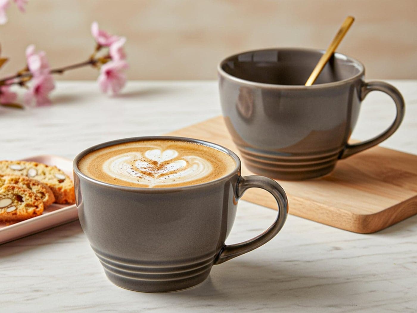 Bodhi House Large Ceramic Coffee Mug | Microwave & Dishwasher Safe | Bone-Ash Free Cappuccino Mug | MultiPurpose Foodgrade Latte Coffee Mug Ideal for Daily Use, Gifting (Pack of 2, 500ml | Smoke Grey)