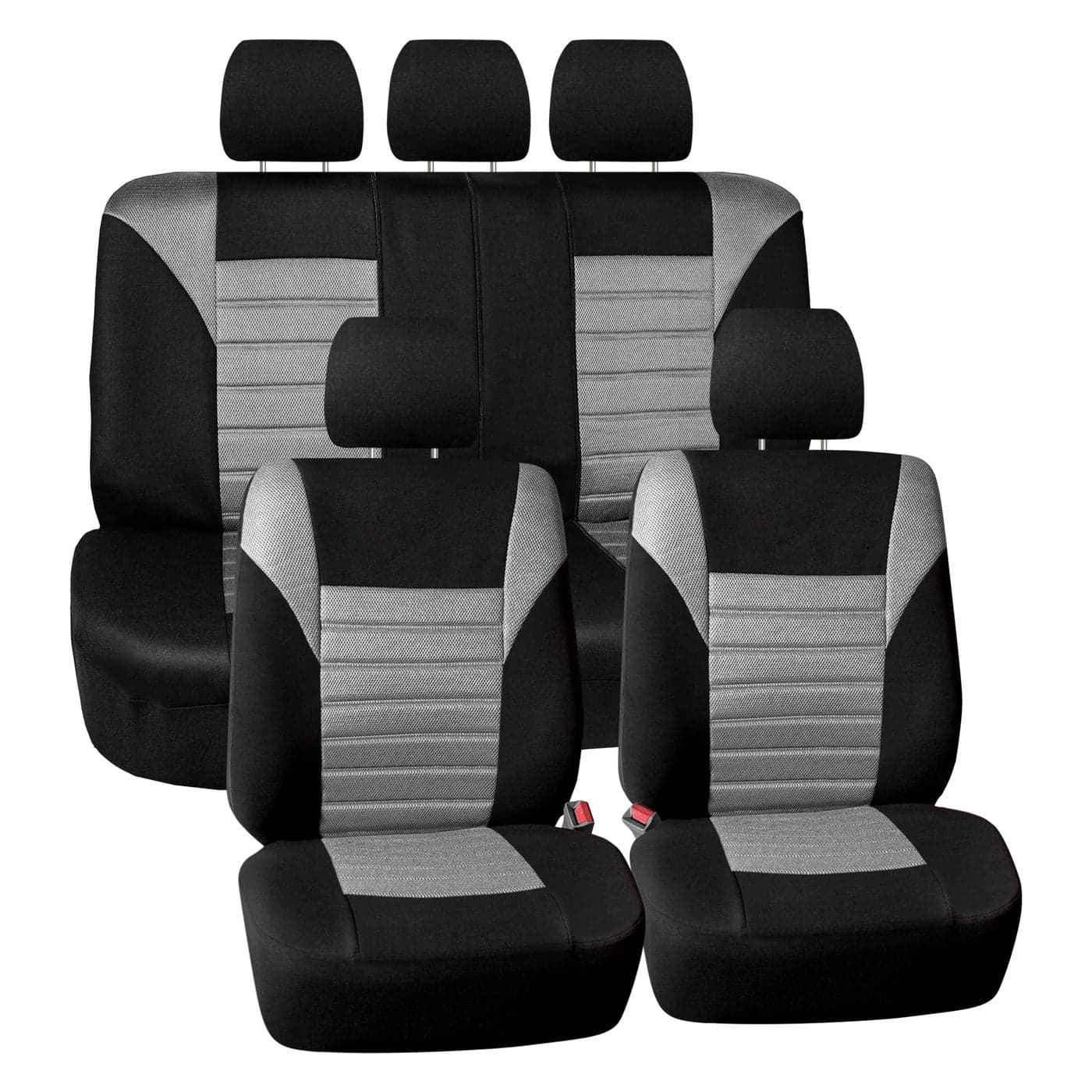 FH Group Full Set 3D Air Mesh Car Seat Covers Universal Fit Low Back Seat Cover Airbag Compatible Split Bench Rear Seat Washable Seat Cover for SUV Sedan Gray