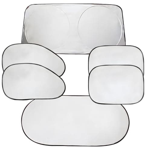DUSCOKE 6PCS Reflective Car Windshield Sunshade Polyester Foldable Car Side Window Sun Cover with Storage Bag Universal Vehicle Interior Protection Accessories for Heat and UV Rays Shield
