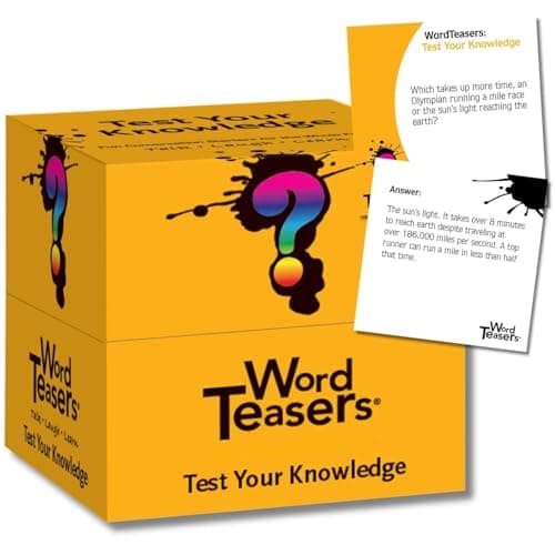 WORD TEASERS Test Your Knowledge Random Knowledge Trivia Game for Adults Kids Fun Interesting Trivia Card Game for Family Game Night A Great Car Trivia Game 150 Fun Fact Cards