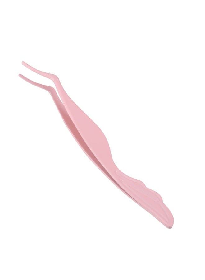 Eyelash Applicator Tool DIY False Curved Eyelash Extension Tweezer for Volume Lashes Application and Removal, Pink