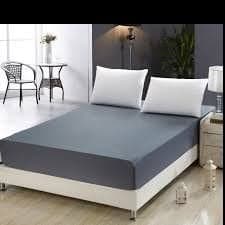 Jaipur Linen Double Bed Size Fitted Mattress Protector 72X 75inch_Dark Grey