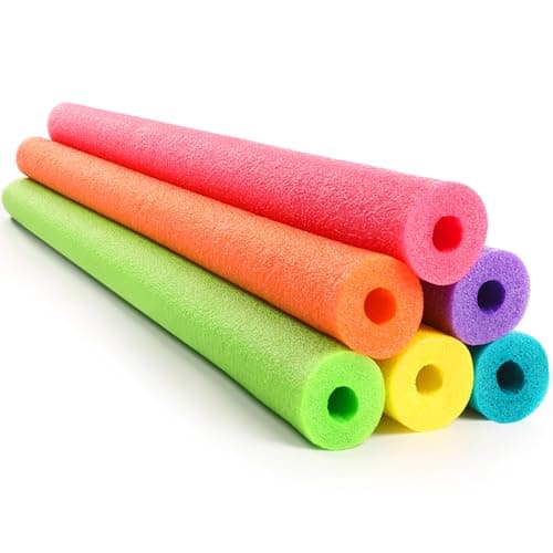 Hollowfly 6 Pack Jumbo Pool Noodles Swimming Floating Foam Tube Extra Large Hollow Bright Swimming Pool Noodles Bulk Heavy Duty for AdultsMulti Colors55 x 35 Inch