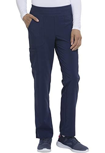 Dickies Women's Scrub Pants Natural Rise Tapered Leg Pull-On Bottoms with 7 Pockets and Knit Waistband DK005, L, Navy