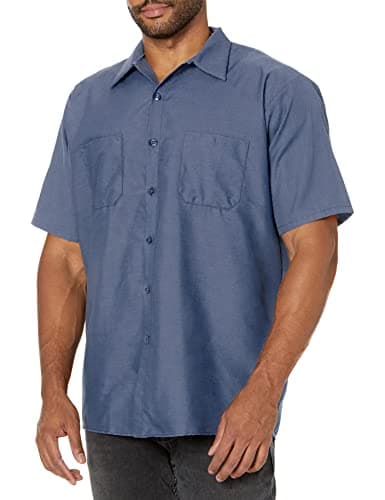 Red Kap Men's Standard Industrial Work Shirt, Regular Fit, Short Sleeve, Postman Blue, 2X-Large