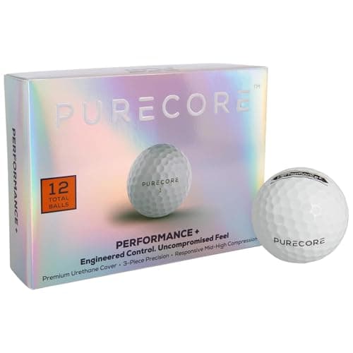 PURECORE Performance+ Distance Golf Balls – Premium 3-Piece Urethane | 98 Compression | Extra Soft Feel, Predictable Flight, Balanced Spin & Consistent Distance