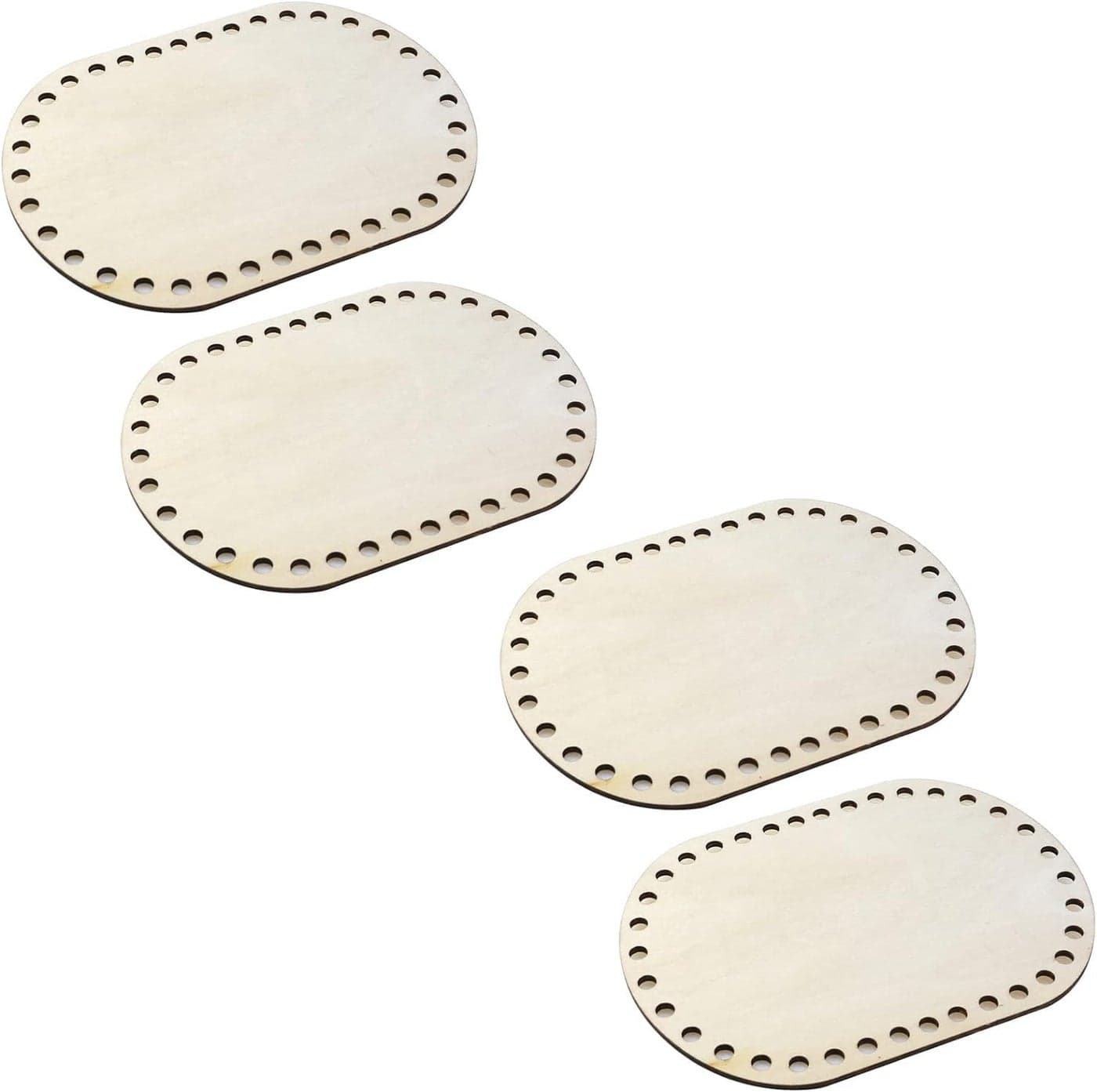 Cliths 4 Pcs Oval Wooden Basket Bottom Shapers - DIY Craft Bases for Knitting, Crochet Bags, and Basket Weaving - Blank Hollow Design - 5.91x7.87 inch, 3mm Thick