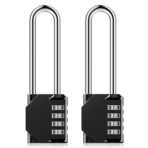 AIHYTU 3.2 Inch Ultra Long Shackle Resettable Combination Padlock, 4 Digit Set Your Own Combination Combo Lock Outdoor for School Gym Employee Locker Lock, Hasp Storage, Fence Gate, Toolbox - 2 Pack