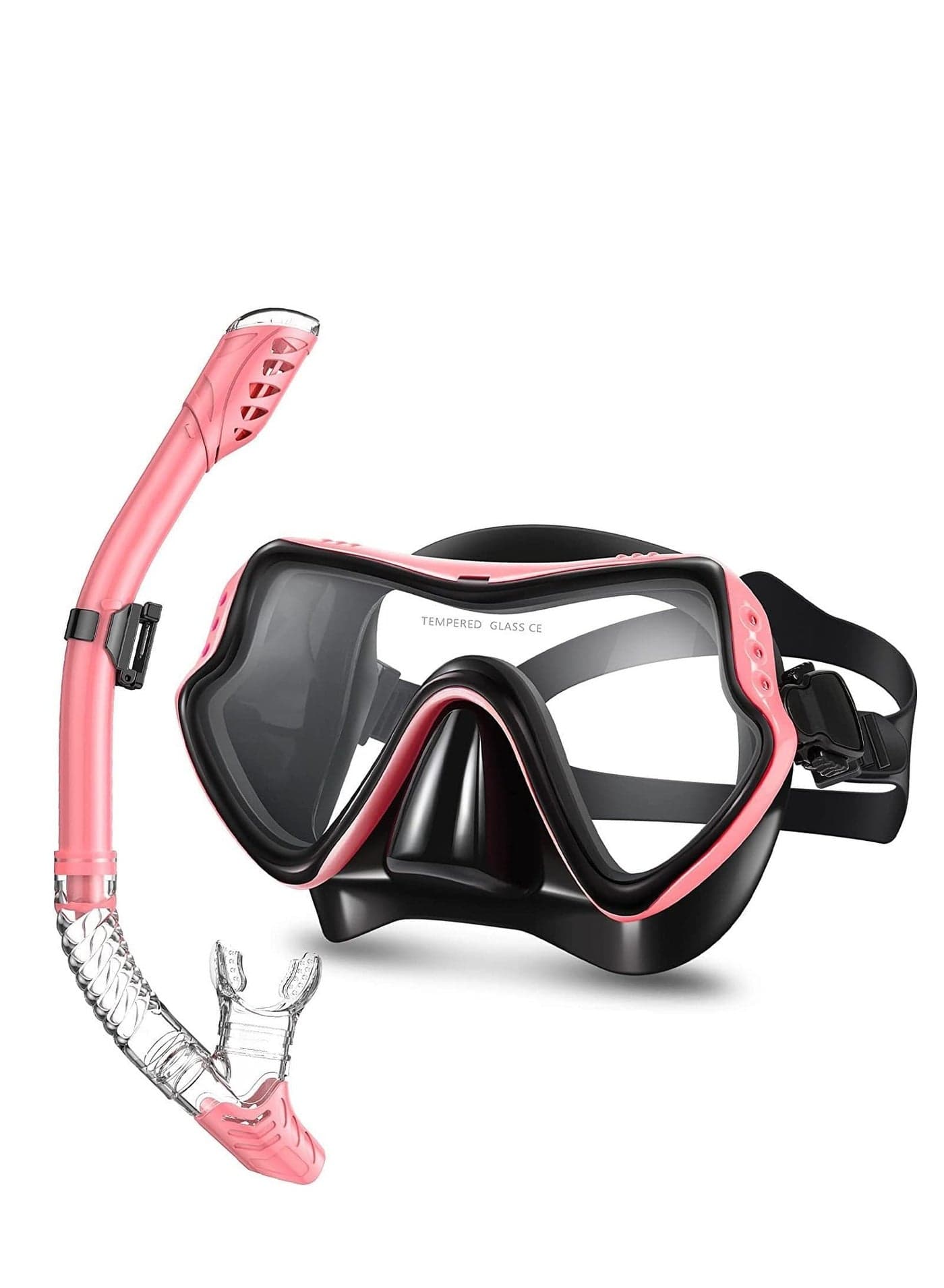 Snorkel Mask Set Snorkeling Gear Dry Snorkel Set and Mask Kids Adults Anti Fog 180 Degree Seaview with Mesh Bag, Scuba Diving Swimming Training Equipment Men Women
