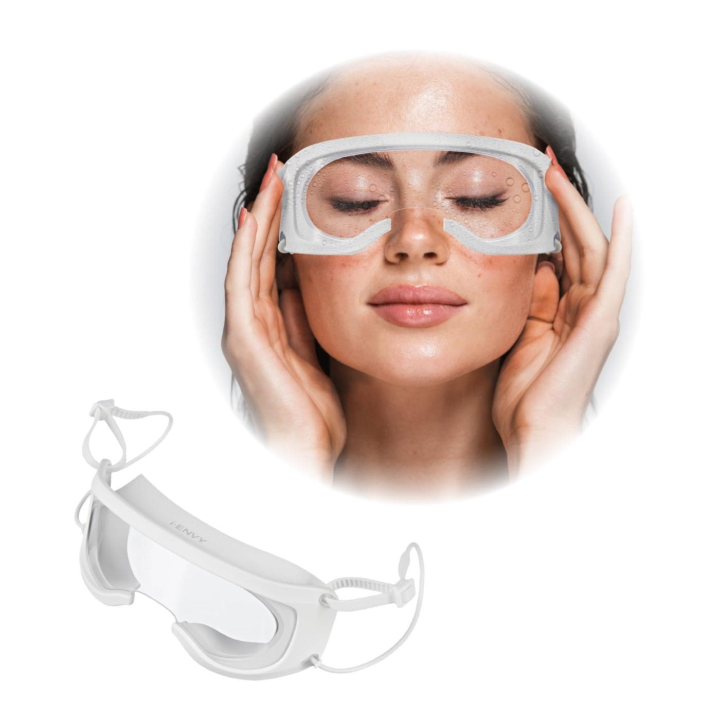 iENVY Lash Guard White Waterproof Protection for Eyelash Extension Lash Lift False Lashes Cataract Surgery Aftercare AntiFog Shower Water Guard Face Shield with Adjustable Ear Straps