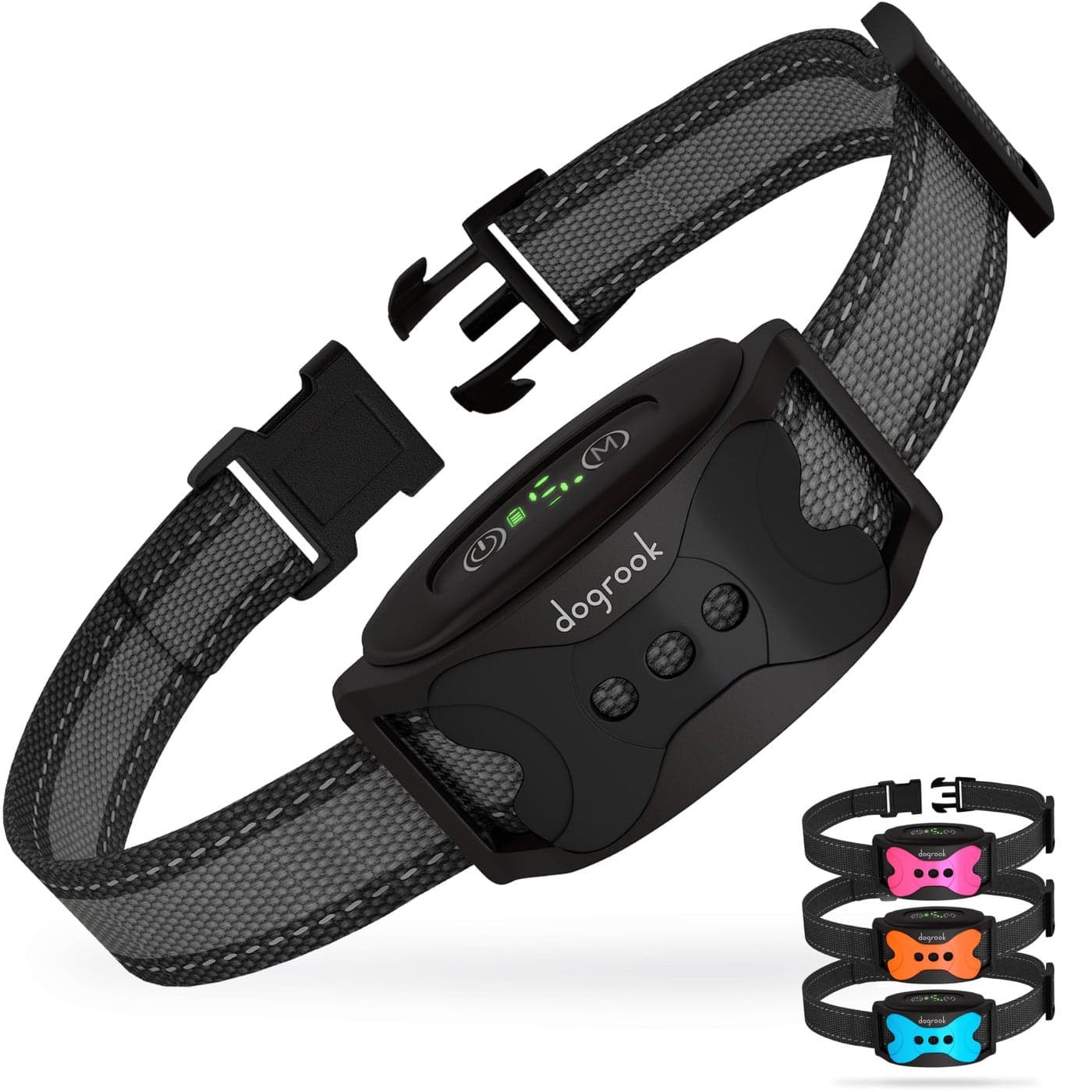 DogRook Rechargeable Dog Bark Collar - No Shock Dog Training Smart Collar - Beep & Vibrating Dog Collar - Anti Bark Collar for Large Dog, Medium & Small Dog - No Shock Bark Collar - 12-110 lbs