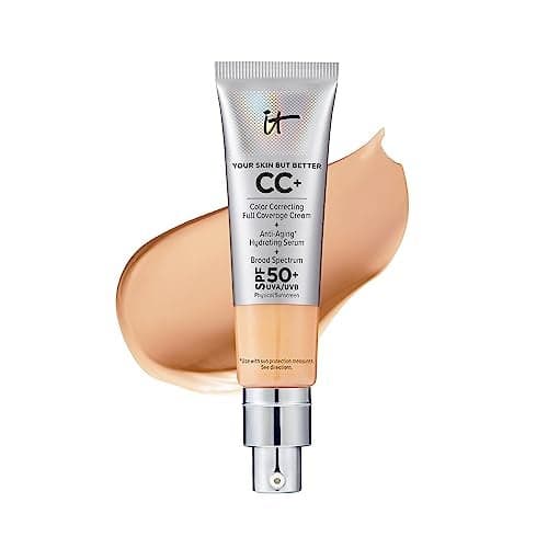 IT Cosmetics CC Cream Neutral Medium FullCoverage Foundation With SPF 50 Color Corrector AntiAging Serum Formulated With Niacinamide Hyaluronic Acid Natural Finish 108 fl oz