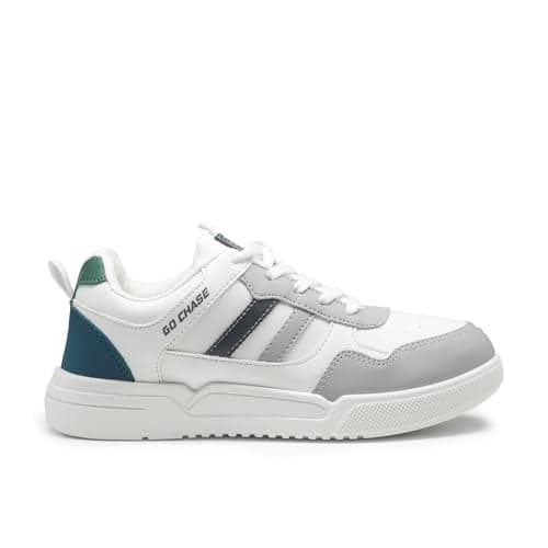 ASIAN Men CRUZER-01 Stylish Casual Mid Top Sneakers and Trendy Shoes with Laces for Men & Boys | Perfect for Wearing to Outings, and Comfortable All-Day Use, Stylish and Durable (WHTLGRY) -UK 10