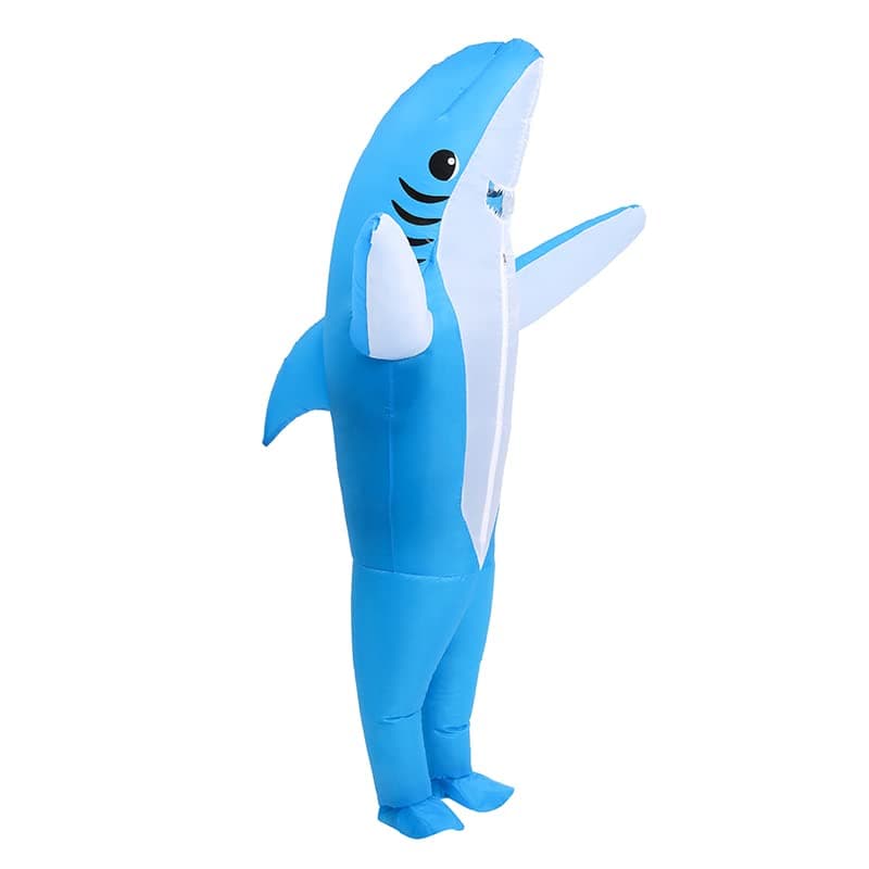KMiKE Inflatable Shark Costume for Adult Funny Halloween Costumes Fantasy Cosplay Blow up Costume (Blue, Adult)