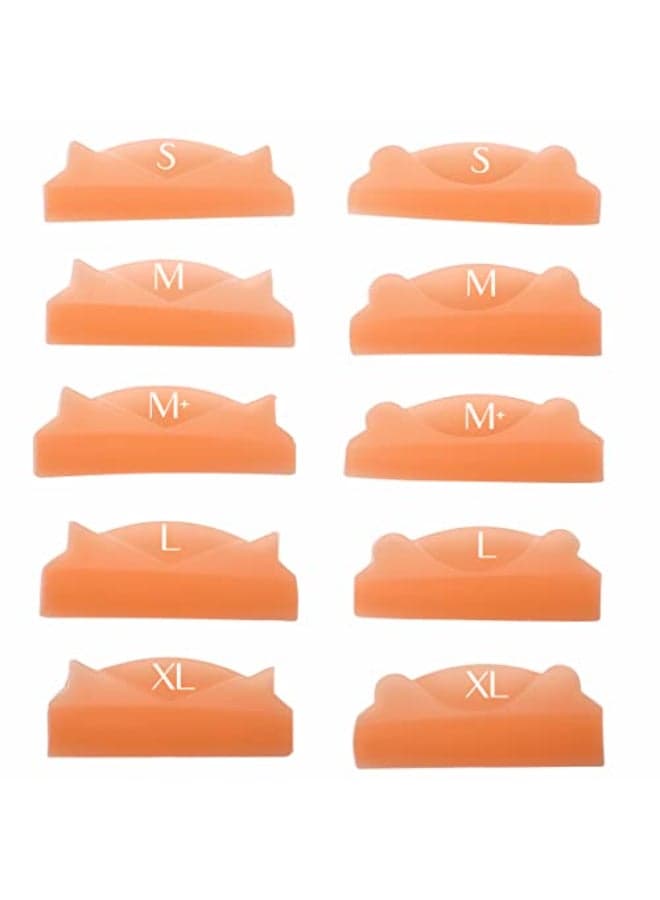 Lash Lift Pad Eyelash Lift Shield 5 Sizes Perm Rod DIY Lash Lifting at Home Softer Perming Curlers Fit Eyes Reusable Silicone Roller Orange Flat C curl Work with Glue Balm Very Well