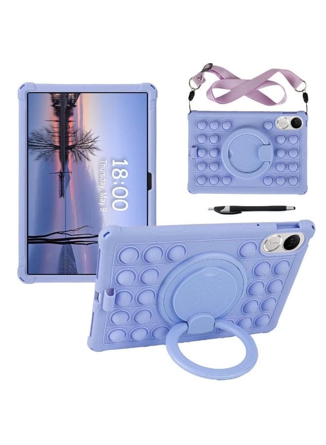 Case Compatible with Honor Pad V9 11.5 inch (ROL-W00/W10) 2025 Kids Soft Silicon 360 Rotating Ring Stand Cover with Should Strap and Pen