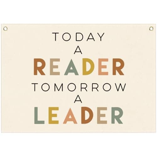 Classroom Wall Banner DecorTeacher GiftInspirational Back to School Wall Flag DecorationToday A Reader Tomorrow A LeaderPositive QuoteRectangular Hanging Canvas Sign for Classroom Reading Corner