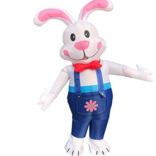 JUROSAICA Easter Bunny Inflatble Costume Adult Rabbit Blow Up Easter Costume Full Body For Women Men Jumpsuit Fancy Dress Cosplay Party