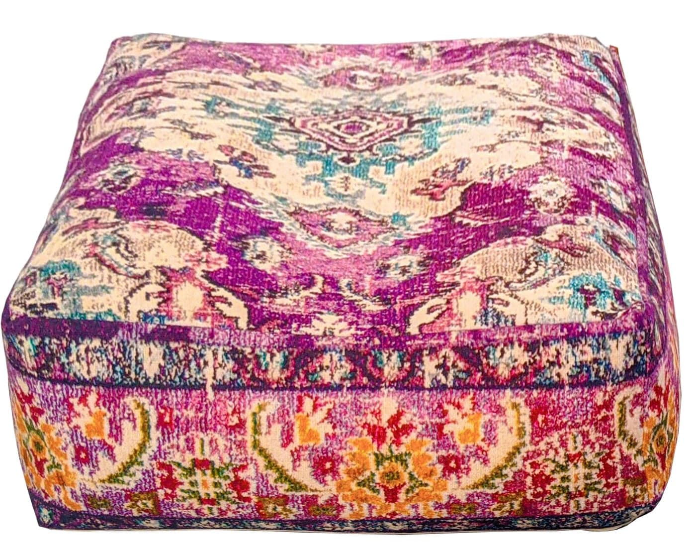 Mandala Life ART Moroccan Floor Cushion Cover Purple Square Large Meditation Pillow Case Moroccan Décor Pouf Ottoman Perfect for Living Room, Bedroom, Nursary or Children Room unstuffed
