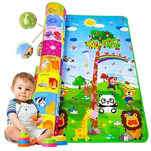 Clefairy Baby Play Floor Mat Crawling Mat Soft Super Thick Activity Mat for Toddlers Non-Slip Plush Surface Foldable Non-Toxic Alphabet Game Mat Floor Rug Baby Sensory Learning Gift Toy 120 * 180cm