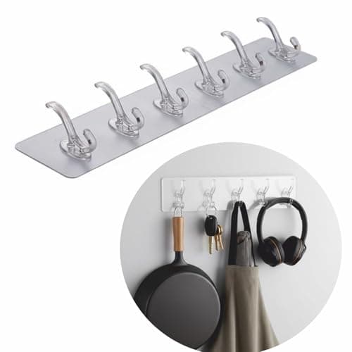 JIALTO 1 Pcs Wall Hanger Hooks for Wall Hook Clothes Hanging for Wall Strong Self Adhesive Magic Sticker Hook | Cloth Hanging Hook | Hooks for Clothes Hanging (6 Hook Strip)