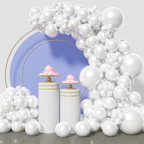 KAWKALSH Pearl White Balloons Different Sizes for Garland Arch 134pcs Premium Party Latex Balloons for Birthday Party Graduation Wedding Anniversary Baby Shower Party Decoration