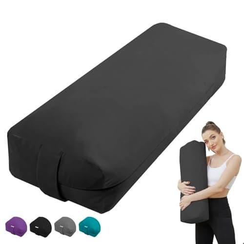 TokSay Rectangular Yoga Bolster Pillow Yoga Pillow for Restorative Yin Yoga 30D HighDensity Foam Bolster for Meditation Stretching Prenatal Support Black