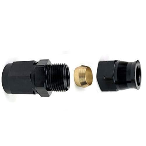 10AN Female to 5/8" Tubing Adapter Fuel Hardline Tube Fitting, 10 AN Female to 5/8 inch Hard Line Connector Aluminum Black Anodized