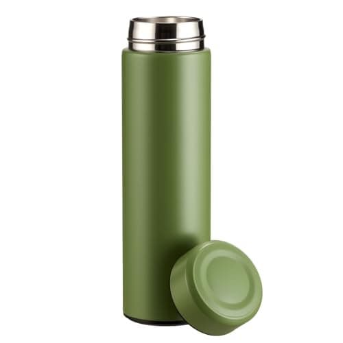 PARACITY Insulated Water Bottle, 15 oz Stainless Steel Water Bottles, Double Wall Vacuum Hot Drinks, Metal Water Bottle Keeps (green)
