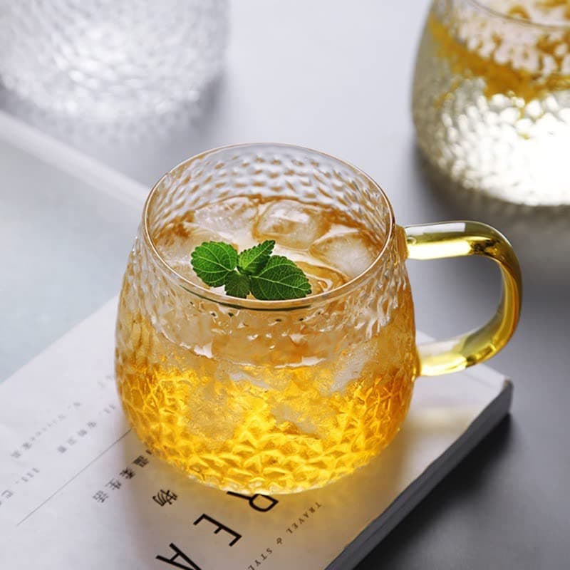 ANKUL Premium Glass Coffee Mug Tea Cups Set of 6-410 ML, Transparent, Glass Cups Set for Coffee, Green Tea, Herbal Tea, Lemon Tea, Milk Cup, Hot/Cold Drinks Cups (6, 410 Ml)