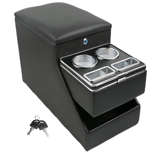 Center Console Organizer for Minivans SUVs Middle Van Seats FloorMounted Lockable Storage Box with Dual Cup Holders Ideal for Vehicle Interior